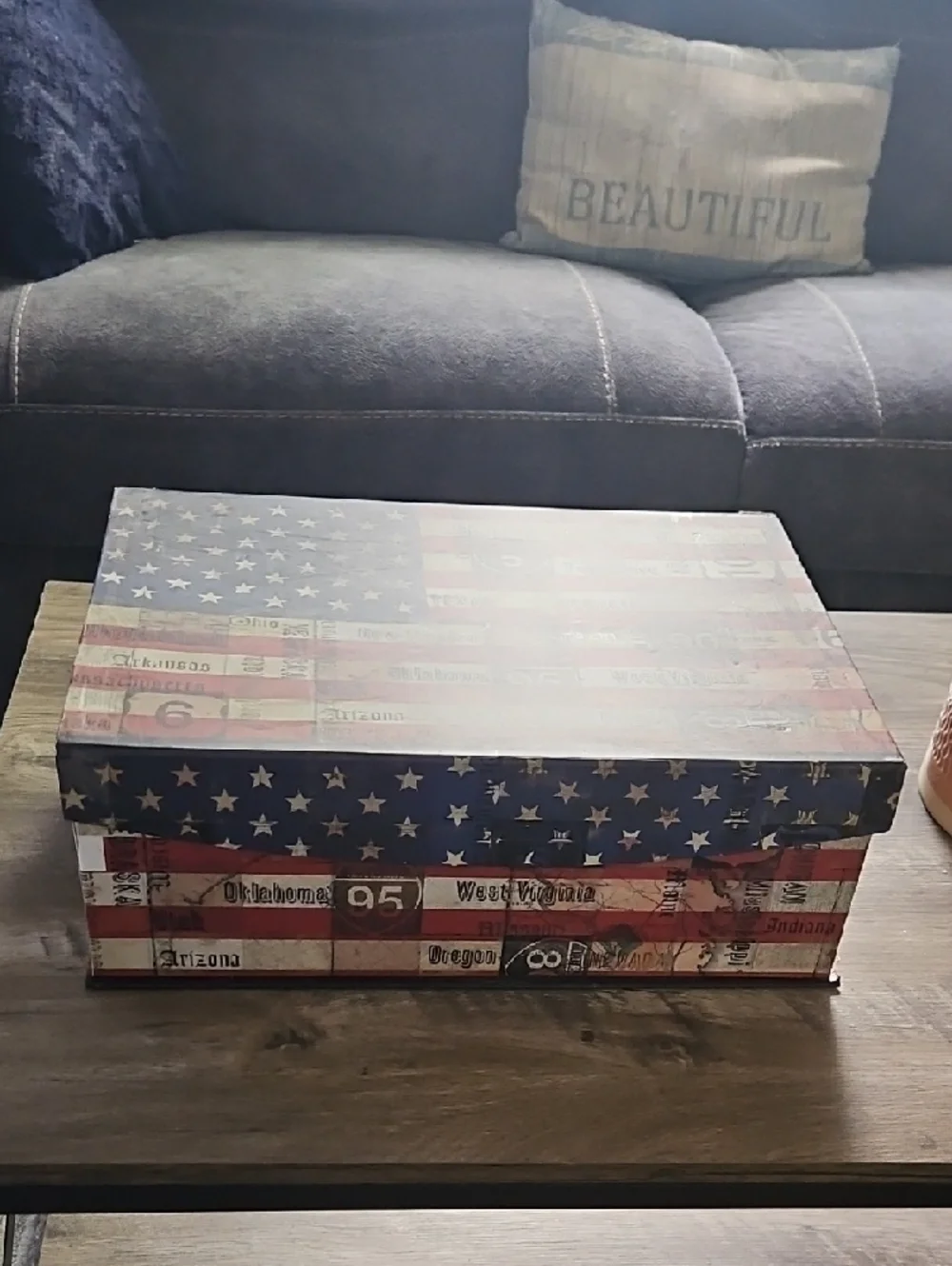 Decorative American Flag Pattern Storage Box - Red, White & Blue